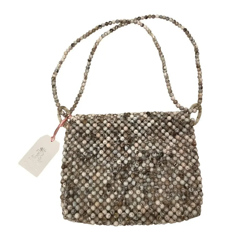 Rachel Ashwell Marble Beaded Shoulder Bag | Neutral Cottagecore Crossbody NWT
